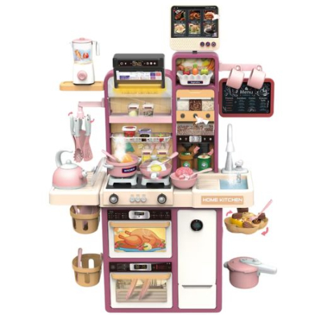 Jocuri si Jucarii - Bucatarie interactiva Little Chef Roz, cu apa, abur, lumini si sunete 97x61x21 cm