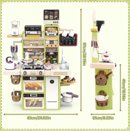 Bucatarie interactiva Little Chef Verde, cu apa, abur, lumini si sunete 97x61x21 cm [3]