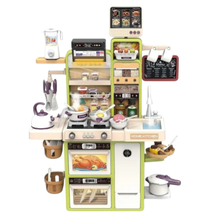 Jocuri si Jucarii - Bucatarie interactiva Little Chef Verde, cu apa, abur, lumini si sunete 97x61x21 cm