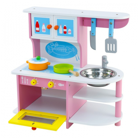 Bucatarii si seturi de gospodina - Bucatarie Mare din Lemn Pink Gas Stove for Chef Krista
