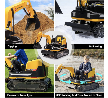 Jocuri si Jucarii - Buldo-Excavator electric DLS-X7 galben, 12V 12AH, telecomanda si bluetooth