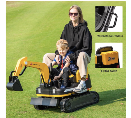 Buldo-Excavator electric DLS-X7 galben, 12V 12AH, telecomanda si bluetooth [8]