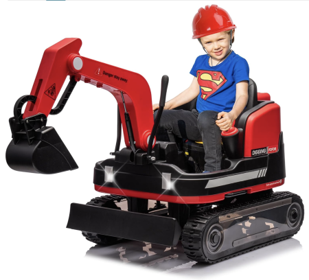 Jocuri si Jucarii - Buldo-Excavator electric DLS-X7 rosu, 12V 12AH, telecomanda si bluetooth