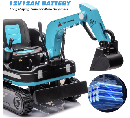 Buldo-Excavator electric DLS-X7 albastru, 12V 12AH, telecomanda si bluetooth [7]