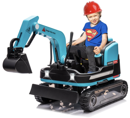 Jocuri si Jucarii - Buldo-Excavator electric DLS-X7 albastru, 12V 12AH, telecomanda si bluetooth