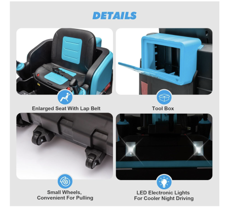 Buldo-Excavator electric DLS-X7 albastru, 12V 12AH, telecomanda si bluetooth [8]