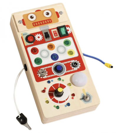 Jocuri si jucarii cu activitati educative multiple - Busy Board Electric cu Multiple Activități, Robotel, din lemn