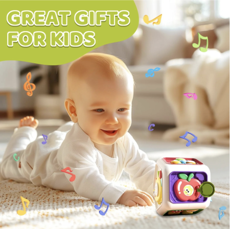 Busy Cube cu 7 activitati senzoriale, lumini si sunete - Animalute, 6 luni+ [4]