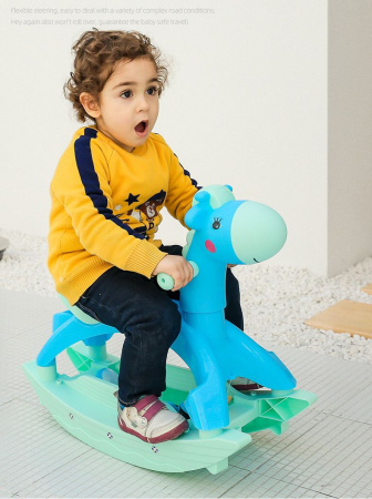 Calut 2 in 1 balansoar cu roti si muzica, Rocky Blue [2]