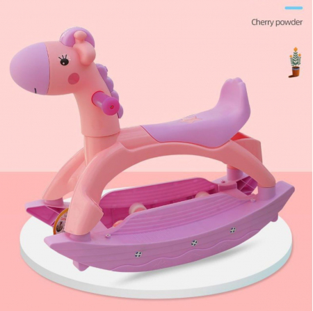 Calut 2 in 1 balansoar cu roti si muzica, Rocky Pink [2]