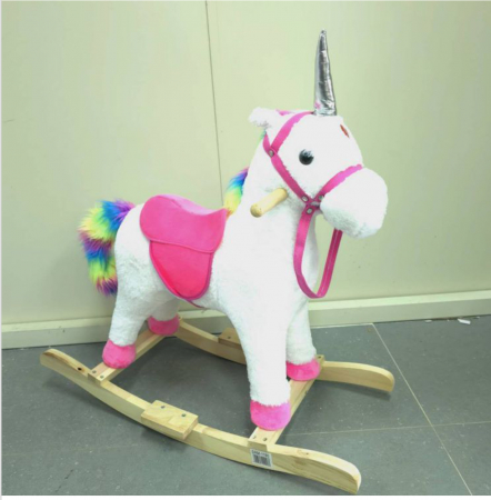 Camera copilului - Unicorn balansoar Rainbow ,din plus, alb