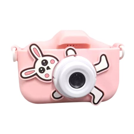 Jucarii educative si interactive - Camera foto copii iepuras, HD, video, jocuri, reincarcabila, ecran IPS, roz