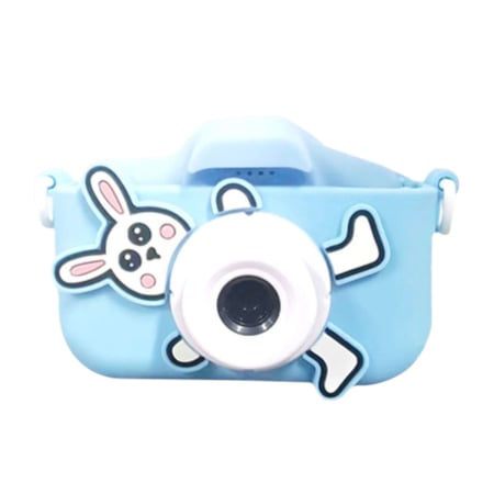 Jucarii educative si interactive - Camera foto copii iepuras, HD, video, jocuri, reincarcabila, ecran IPS, bleu