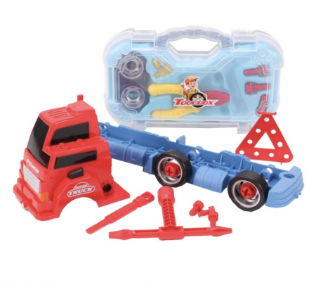 Camion Truck cu scule detasabile, cu sunete si lumini, 26 piese, rosu [4]
