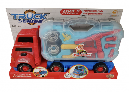 Camion Truck cu scule detasabile, cu sunete si lumini, 26 piese, rosu [6]