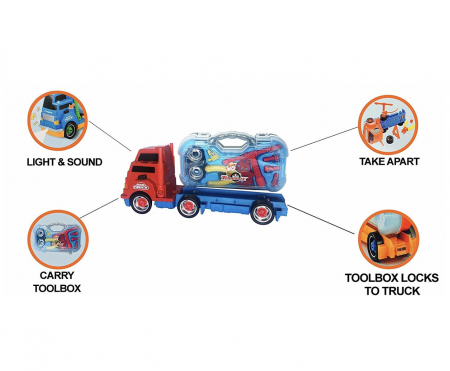 Camion Truck cu scule detasabile, cu sunete si lumini, 26 piese, albastru [6]
