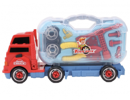 Jocuri si Jucarii - Camion Truck cu scule detasabile, cu sunete si lumini, 26 piese, rosu