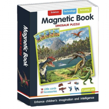 Carte cu 18 Puzzle Magnetic Lumea Dinozaurilor, 57 piese [2]