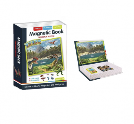 Carte cu 18 Puzzle Magnetic Lumea Dinozaurilor, 57 piese [3]