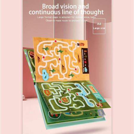 Carte cu 24 pagini reutilizabile pentru exersarea concentrarii, urmareste labirintul [4]