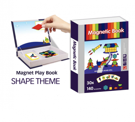 Puzzle clasic - Carte cu 30 Puzzle Magnetic Tangram, 140 piese
