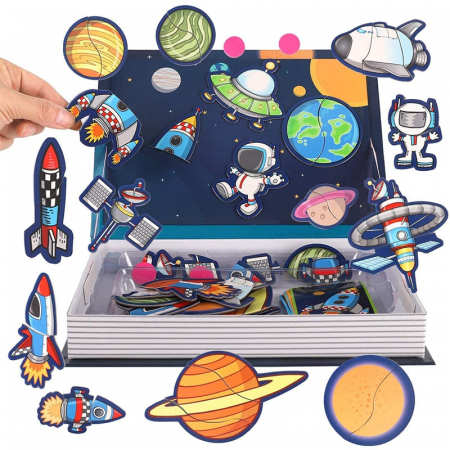 Puzzle clasic - Carte cu 38 de piese magnetice, Spatiul Cosmic