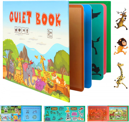 Jucarii educative si interactive - Carte cu activitati educative, Quiet Book Animalele salbatice
