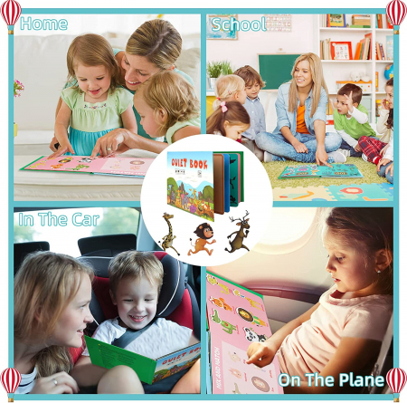Carte cu activitati educative, Quiet Book Animalele salbatice [7]