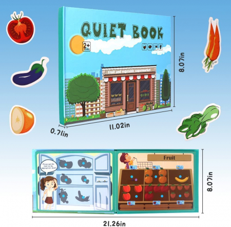 Carte cu activitati educative, Quiet Book Aprozarul de legume si fructe [7]