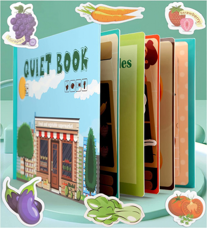 Carte cu activitati educative, Quiet Book Aprozarul de legume si fructe [6]