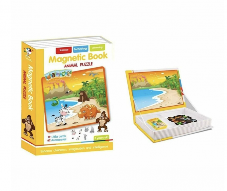 Puzzle clasic - Carte cu Puzzle Magnetic Animale Salbatice
