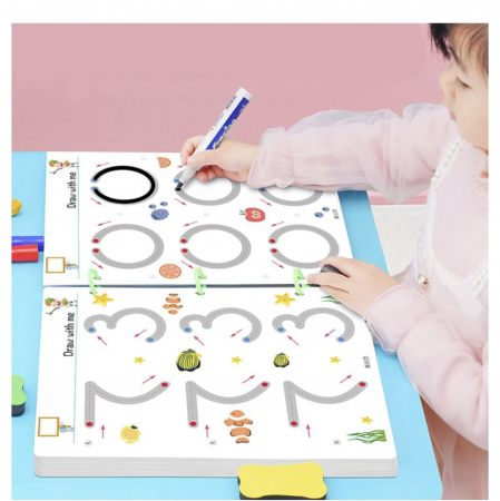 Jocuri si Jucarii - Carte educativa reutilizabila cu planse imprimate, Urmeaza linia punct cu punct