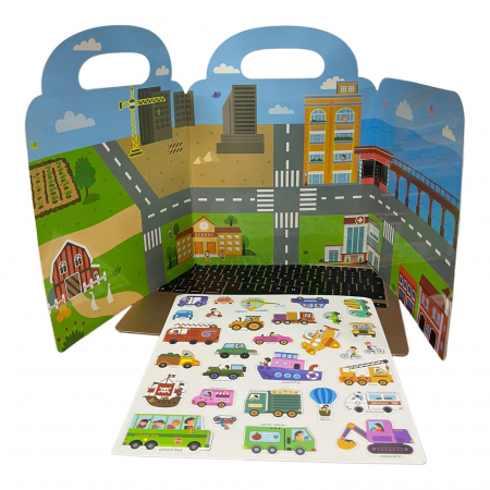 Carte magnetica cu 30 stickere reutilizabile, Vehicule in Oras [6]