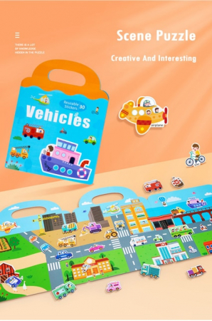 Carte magnetica cu 30 stickere reutilizabile, Vehicule in Oras [4]