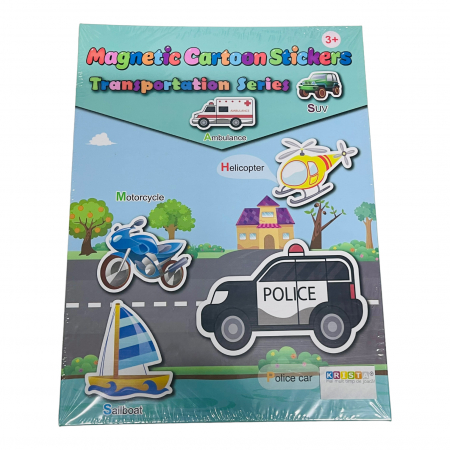 Jucarii educative si interactive - Carte magnetica cu activitati educative, cu piese puzzle si tablita de scris magnetica, cu marker, Vehicule