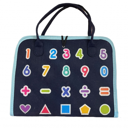 Carte senzoriala tip geanta, cu 16 activitati, 45x28 cm, din fetru, bleumarin [6]