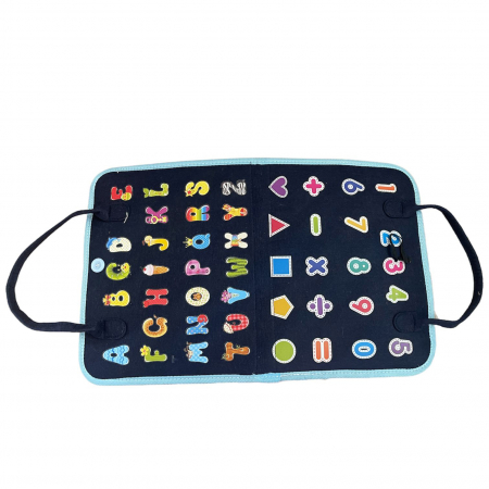 Carte senzoriala tip geanta, cu 16 activitati, 45x28 cm, din fetru, bleumarin [3]