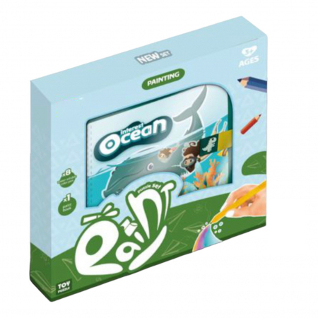 Carti educative, de colorat - Carte textila de colorat cu 6 pagini, reutilizabila, cu carioci