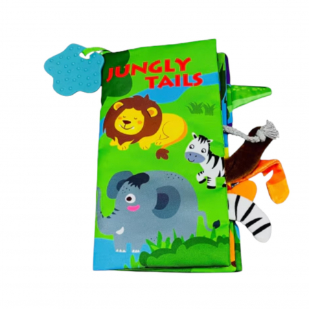 Jocuri si Jucarii - Carte textila senzoriala bebe, Animalele din Jungla