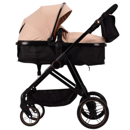 Carucioare 2 in 1 - Carucior 2 in 1 F5 Crem, Reversibil cu Cadru din Aluminiu si Accesorii