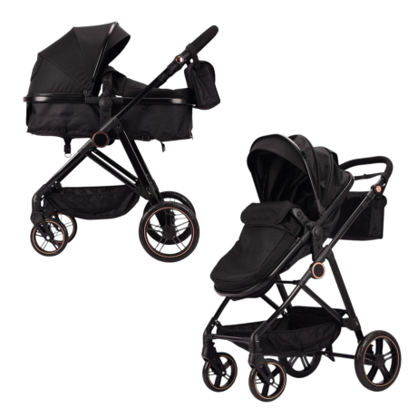 Carucioare 2 in 1 - Carucior 2 in 1 F5 Negru, Reversibil cu Cadru din Aluminiu si Accesorii
