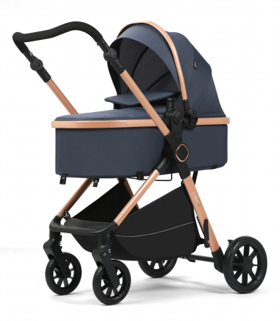 Carucioare 2 in 1 - Carucior 2 in 1, F7 Albastru, reversibil, pliabil compact, suspensii duble