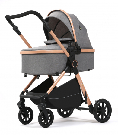 Carucioare 2 in 1 - Carucior 2 in 1, F7 Gri, reversibil, pliabil compact, suspensii duble
