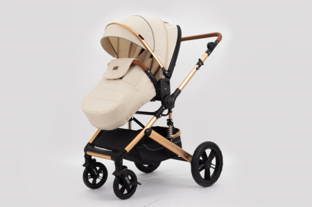 Carucior 2 in 1 Premium Gold Q2, Crem, transformabil, reversibil, cu husa si geanta [4]