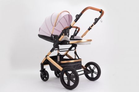 Carucior 2 in 1 Premium Gold Q2, Roz, transformabil, reversibil, cu husa si geanta [4]