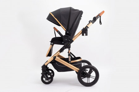 Carucior 2 in 1 Premium Gold Q2, Negru, transformabil, reversibil, cu husa si geanta [8]