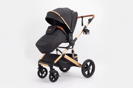 Carucior 2 in 1 Premium Gold Q2, Negru, transformabil, reversibil, cu husa si geanta [12]