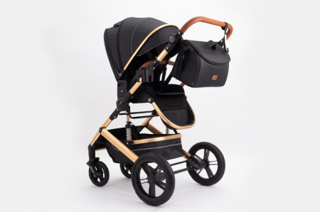 Carucior 2 in 1 Premium Gold Q2, Negru, transformabil, reversibil, cu husa si geanta [11]