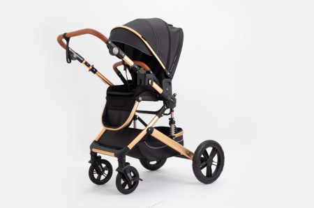 Carucior 2 in 1 Premium Gold Q2, Negru, transformabil, reversibil, cu husa si geanta [3]
