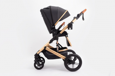 Carucior 2 in 1 Premium Gold Q2, Negru, transformabil, reversibil, cu husa si geanta [6]